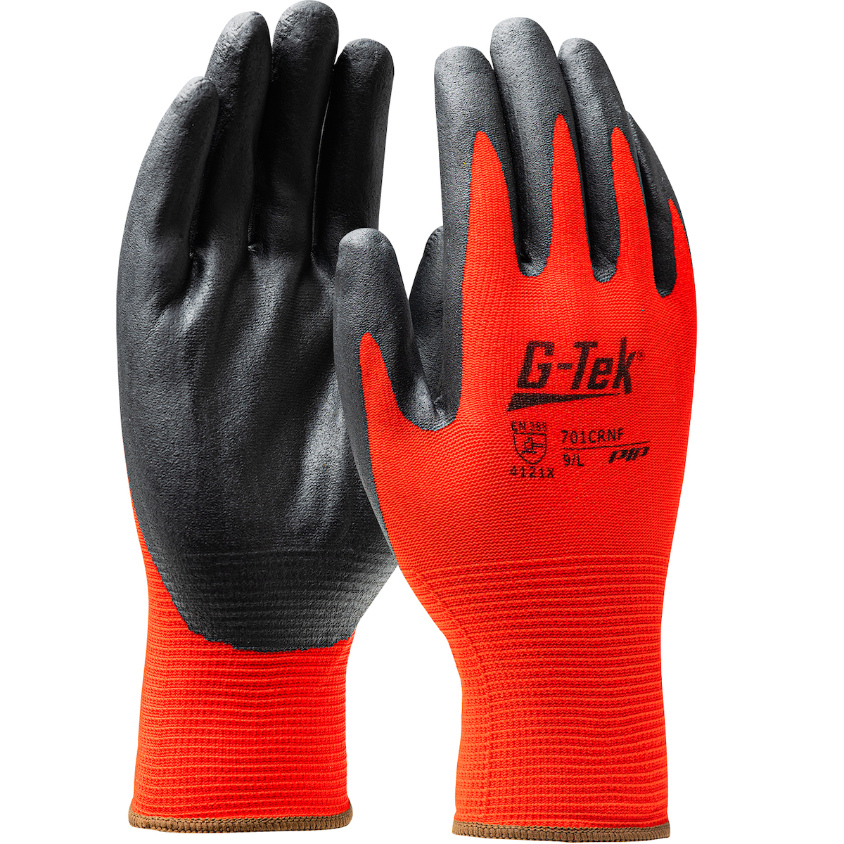 Black Nitrile Coated Red Nylon Shell - Tagged Gloves